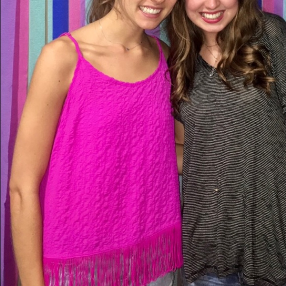 Hot pink Lilly Pulitzer fringe hem tank top